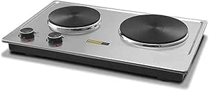 [YL-181]  Jamaki Electric Cooker 2 Eye Stainless 2000 Watt + 1500 watt - JMK 7010 - Silver
